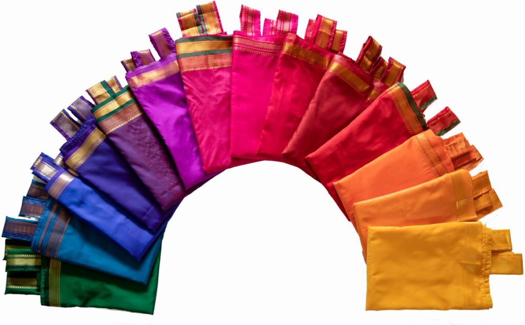 Indoor Sari Flag Rainbow Colours on white background
