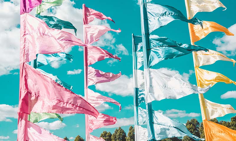 silk and ribbon flags