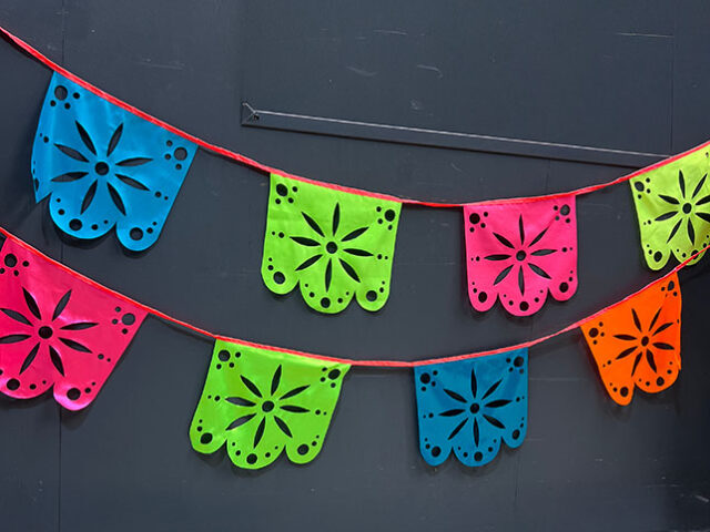 mexican fiesta bunting in neon colourways