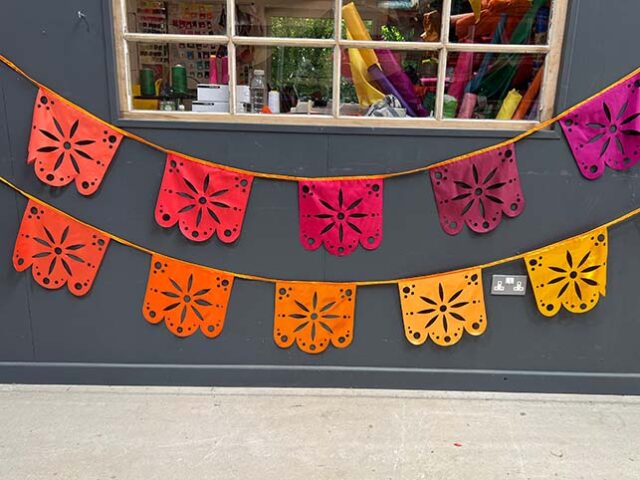 warm hues mexican fiesta bunting display